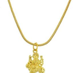 1 gm Micro Gold plated Stylesh Modern Brass Chain Pendant locket Necklace for Men,women and kids Ganesh ganapti ganpati bappa-image-0
