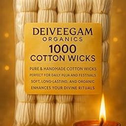 Deiveegam Organics Cotton Wicks for Puja, Pure Handmade, Pack of 1000-image-76