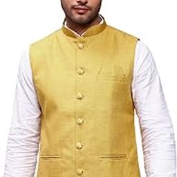 Men's Solid Mustard Slim Fit Nehru Jacket-AK-51340-8_Mustard-image-3
