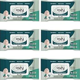 LADY HAWK Cozy Baby Wet Wipes (80 wipes 1 Pack)+ (FREE Fridge Magnet) for Little New Born with Aloe Vera and Vitamin E, Combo Offer Travel Value Pack Wiping Tissue Baby Cleaning Wet Wipes with Lid-image-92