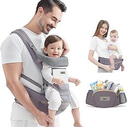 Golden Bee Baby Carrier - Comfort Nest Hip Seat Baby Carrier & Belt, Multi-Carry Positions, 100% Cotton Fabric with Breathable Mesh, Newborn to Toddler, 4 to 36 Months, Up to 15 kg (Grey)-18