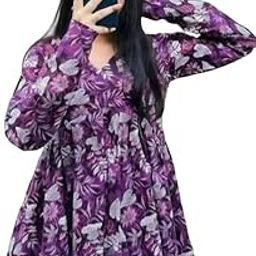 Women’s Floral Printed Full Sleeve Pleated Kurti Tops-image-3