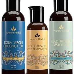 Avimee Herbal Hair Oil Combo | Pack of 3 | Coconut Oil (100ml), Almond Oil (50ml) & Castor Oil (100ml) | For Hair Moisturization, Strength & Growth-image-89