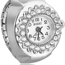 peora Stainless Steel White Analog Watch Style Strechable Finger Ring Fancy Jewellery Gift for Girls & Women (Free Size)-picture-49