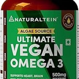 NATURALTEIN ALGAE SOURCE VEGAN Omega 3: Sustainably Sourced, Premium, Carrageenan Free, Fish Oil Replacement. Supports Heart & Brain Health. Highest Levels of DHA per Capsule (60 Capsules)-15