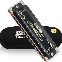 East top Mouth Organ Harmonica C Key 10 Holes 20 Tones Diatonic Harmonica for Adults, Professionals and Students with Black Case-16