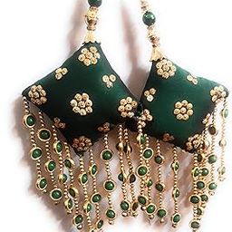 Libas Silk Fashion Hand Made Latkan Bridal Lehanga Tassels Fancy Dulhan Latkan (Dark Green)-image-11