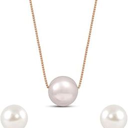 925 Sterling Silver Rose Gold Plated Pearl Jewellery Set Includes Necklace, Earrings & Bracelet | Gift for Women & Girls | With Certificate of Authenticity and 925 Hallmark-image-13
