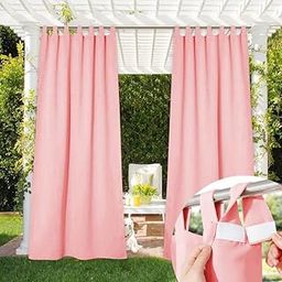Duronet Waterproof & Sun Blockage 90% Detachable Sticky Tab Top Privacy Protect Curtains for Patio Doorway Porch Lawn Balcony Outdoor Use (Pink 4.5X10 Feet)(Pack of 2)-image-33