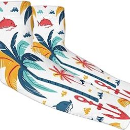 Whales Anchors Men's and Women's Sunscreen Sleeves Coconut Tree Compression Arm Sleeves - UV, Tattoo Coverage-image-54