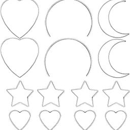 14 PCS Metal Hoops for Dream Catcher, Moon/Star/Heart/Half Moon Shaped Dream Catcher Ring Metal Hoops for Crafts Dreamcatcher, Macrame Wall Hanging Projects, Wreath Decor-image-56