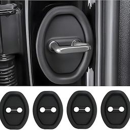 TASMAX car Door Lock Protector Cover Car Door Shock Absorber 4PCS Car Silicone Rubber Pads for Enhanced Protector Lock Accessories All Universal SUV & Cars Locks Cover (Pack of 4) Black-24