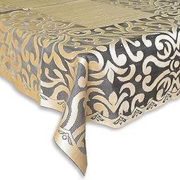 Kuber Industries Artcam Design Cotton Center Table Cover/Table Cloth for Home Decorative Luxurious 4 Seater, 60"x40" (Golden)-13
