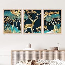 kotart Wood Painting For Wall Decoration - Modern Art Wall Decor Framed Painting For Living Room Bedroom - Framed Wall Posters/Paintings With Frame, Set Of 3 (Modern Wall Decor, 41)-4