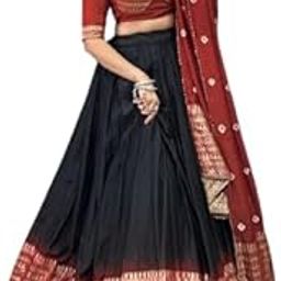 Women's Tussar Silk With Floral Print And Foil Print Lehenga choli Set(NETRA)-picture-42