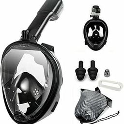 VBM Full Face Snorkeling Mask Diving Gear - Latest Dry Top System,180 Degree Panoramic View Snorkeling Mask with Camera Mount,Safe Breathing,Anti-Leak Anti-Fog-Swim Fins (Black - L/XL)-image-41