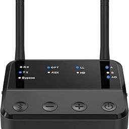 eppfun AK8675 Pro Bluetooth 5.2 aptX-Adaptive Transmitter Receiver for Home Stereo TV, aptX LL/aptX HD Low Latency Wireless Audio Adapter, 3.5mm RCA/AUX/Optical Outputs/Inputs (Black)-9