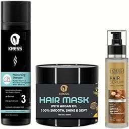 Kress Moisturizing Hair Shampoo | Argan Mask | Hair Serum for Frizz Free, Smooth, Shiny & Healthy Hair 3 Steps Hair Care (Combo Set)-image-45