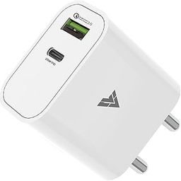 DR VAKU® 2 in 1 PD QC 20W Dual Port Charger Type C Adapter for iPhone 15/15 Plus/15 Pro/15 Pro Max, 14/14 Plus/14 Pro/Max, 13/12 Series PD 3.0 Multiple Protection Fast Charging Adaptor- WH-18