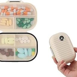 Clickswift Portable Pill Organizer Case, 7 Compartments Jewellery Box, Ideal for Travel and Transporting Small Items Travel Medicine Box, Cream White 1Pcs-20