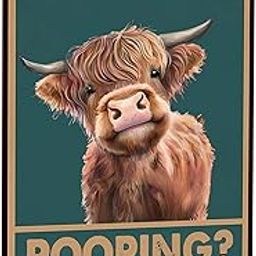 MAKABEE Vintage Highland Cow Tin Sign: Funny "Are You Pooping?" Bathroom Wall Decor for Western & Highland Cow Lovers 8 x 12 Inch (Highland Cow)-image-19