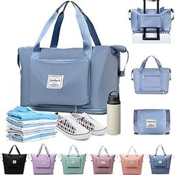 Large Capacity Folding Travel Tote Bag, Oxford Fabric Waterproof Lightweight Foldable Travel Duffel Bag Portable Expandable Travel Bag, Dry and Wet Carry On Bag【Colors as Per Stock】-image-22