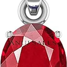 anuj sales 9.25 Ratti / 8.00 Carat Ruby (Manik/Manikya/Maneek) Gemstone Panchdhatu White Silver Plated Pendant Locket for Astrological Purpose-picture-24