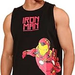 Show Your Love for Marvel's Superhero Ironman with Graphic Printed Sleeveless Round-Neck Longline Regular Fit Gym Vest Tshirt for Men & Boys (White & Black)-image-16