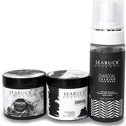 Seabuck Essence Charcoal Anti-Pollution Care Combo For Men Set of 3 - Charcoal Face Wash, Scrub, & Mask Suitable for All Skin Types-image-1