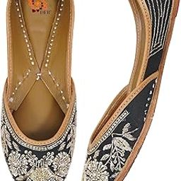 Traditional Hand Dabka Zari Embroidery Rajasthani Ethnic Punjabi Comfortable Sole Cushioned Stylish Fancy Bellies Mojari Jutti for Women-image-93