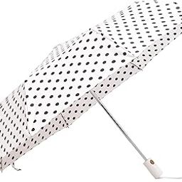 Janet Polka 3 Fold Automatic Open Ponjee Fabric Umbrella (White)-37