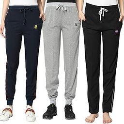 Women's Regular Fit Cotton Blend Track Pants Multi-image-40