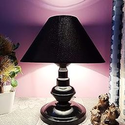 DIKANSHA Conical Shade and Beautiful Table Lamp for Bedroom and Drawing Room, Different Color Shade (Black)-image-78