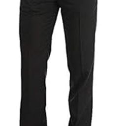 Laavie Men's Formal Regulat fit Flat Front Trousers - Polyester Blend Solid Executive Pants-image-0