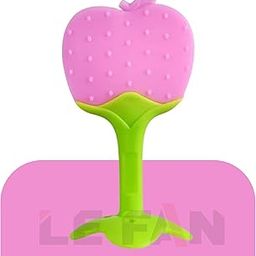 Lefan Silicone Fruit Teether Ideal for 6 to 12 Months Baby BPA Free Teething Toys Babies 3+ Months Natural Organic Freezer Safe for Newborn Infants Helps Soothe Teething Irritation Biting-Apple-6