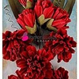 immix Carnation Bright Red Handmade Paper Flowers for Craft-picture-15