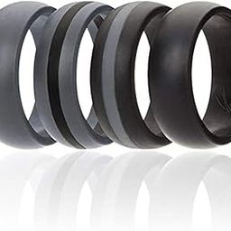 Silicone Ring for Men, 7 Pack, 4 Pack & Singles, Silicone Rubber Bands - Classic Style Solid & Striped, Metallic Look & Matte Colors-image-17