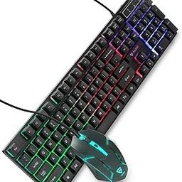 RAEGR RapidGear X30 Wired Gaming Keyboard and Mouse Combo 1200 DPI, LED Rainbow Backlit, Floating Keycaps with Breathing Lights Effect, Plug & Play | Compatible with PC/Laptop/Mac - Black RG10471-picture-3