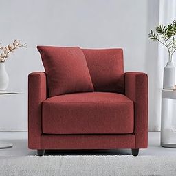 Casaliving Dominic 1 Seater Sofa Set for Living Room (Maroon Fabric) Premium Fabric Sofa-image-74