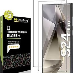 AOKUMA fit CaseCandy® - (Pack 2 Tempered Glass Screen Protector for Samsung S24 Ultra 5G | Edge to Edge Tempered Glass Screen Guard for Galaxy S24 Ultra – HD/Fingerprint Working/9H-13