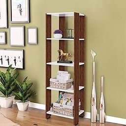 ABOUT SPACE Book Shelf - 4 Tier 5 ft Versatile Book Stand for Home Library, Modern Slim Open Display Rack Shelf Engineered Wood with Unique Design for Living Room - Oak Red (L 45 x B 28.5 x H 154 cm)-19