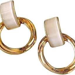 Nilus collections Elegant Gold Circle Earrings with Pearl Accent | gift for her | Gifts For Women & girls-image-67