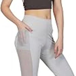 Imperative Women 2 Piece Stretchable Quick Dry Workout Gym Tracksuit | High Waist Yoga Pants Gym Tights/Leggings with Non Padded Sports Bra Coordinated Set | Athletic Clothing Set (Light Grey Black)-image-98