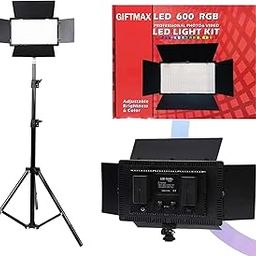 GIFTMAX Professional Rechargeable Pro 600 RGB 50W LED Panel Light Photography, Studio Light 3200-5600K with Tripod Stand for Video Recording/Content Creation/Game Live Streaming Zoom-picture-19