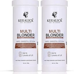 Keralick Multi Blonder Combo | Highlight & Colour Hair Powder - Multi Blonder for vibrant hair colour | 400g | Now get Upto 9 Levels of lift with Multi Blonder | Safe, Smooth & Stylish | Infused with Mineral Oils for Best Result | ( 2 Item In the Set ) Pack of 2-5