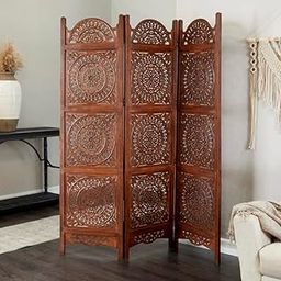 SAHARA CRAFT ARTS Decorative Room Divider, 3-Panel Privacy Screen – 60" W x 72" H Freestanding Partition for Office, Bedroom, Studio – Foldable, Sturdy, Modern Design (Brown)-image-30
