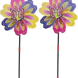 LICHTS® 2X 3D Butterfly Colorful Windmill Wind Whirligig Yard Garden Decor Kids Toy|Home & Garden | Yard, Garden & Outdoor Living | Garden Decor-picture-17