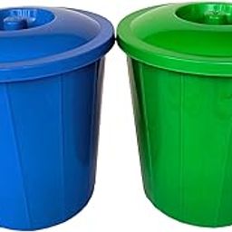 Set of 2 Premium Plastic 13 Ltr Dustbin Dry and Wet Garbage Waste bin with Lid for Kitchen and Office Blue Green Colour-15