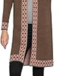 Women Woolen Log Sweater || Long Shrugs || Printed Woollen Coat || Open Front Longline Shrug Cardigan-0