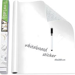 YAJNAS 45x200 CM Whiteboard Sticker for Kids, Home, School & Office, Self-Adhesive Removable, Waterproof White Board Sticker Perfect for Writing & Drawing on Smooth Surfaces -1.5 x 6.5 Ft-23